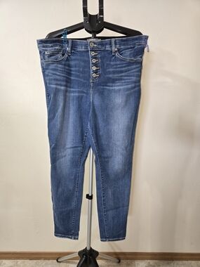 Torrid Bombshell Button-Fly Stretch Blue Skinny Jeans 20R